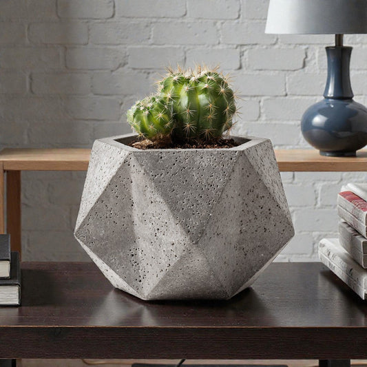 Avenixa Geometric Concrete Planter - Grey